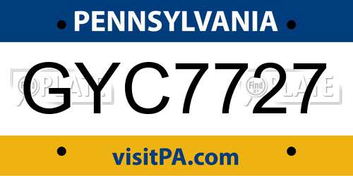 GYC7727 Pennsylvania License Plate