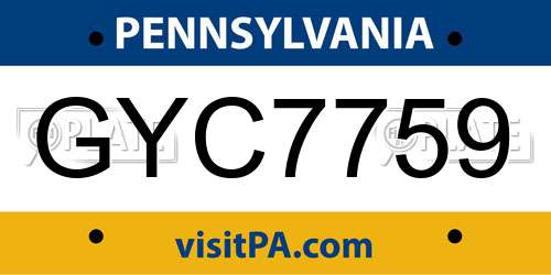 GYC7759 Pennsylvania License Plate