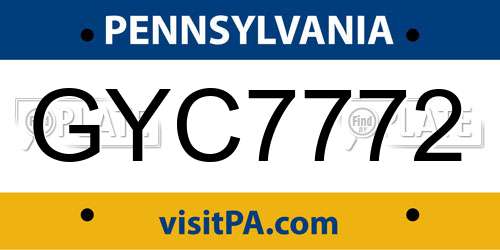 GYC7772 Pennsylvania License Plate