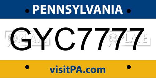GYC7777 Pennsylvania License Plate