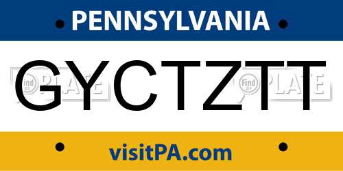 GYCTZTT Pennsylvania License Plate