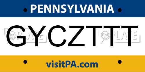 GYCZTTT Pennsylvania License Plate