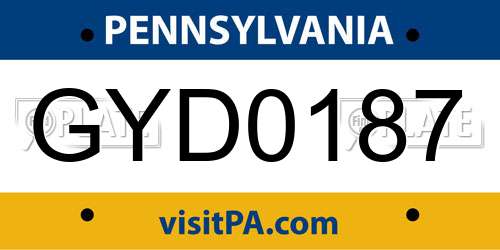 GYD0187 Pennsylvania License Plate