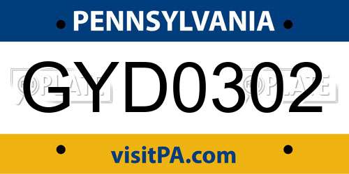GYD0302 Pennsylvania License Plate