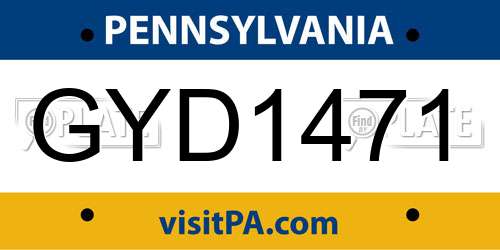 GYD1471 Pennsylvania License Plate