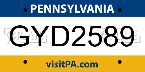 GYD2589 Pennsylvania License Plate