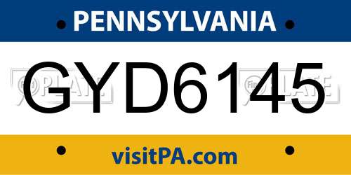 GYD6145 Pennsylvania License Plate