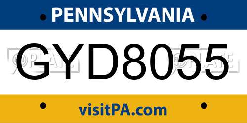 GYD8055 Pennsylvania License Plate