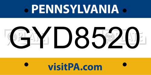 GYD8520 Pennsylvania License Plate