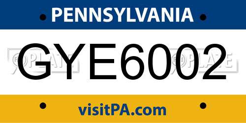 GYE6002 Pennsylvania License Plate