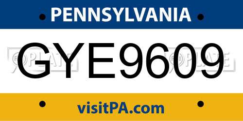 GYE9609 Pennsylvania License Plate
