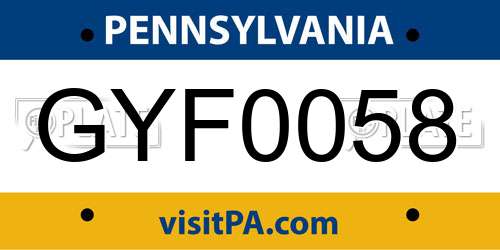 GYF0058 Pennsylvania License Plate
