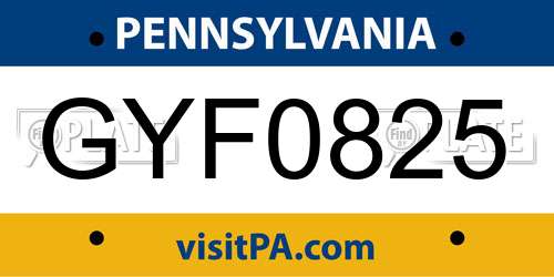 GYF0825 Pennsylvania License Plate