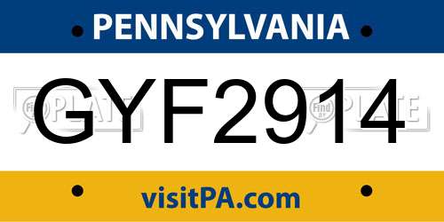 GYF2914 Pennsylvania License Plate