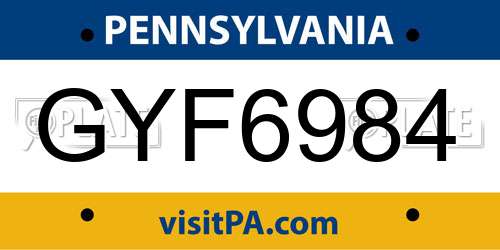 GYF6984 Pennsylvania License Plate
