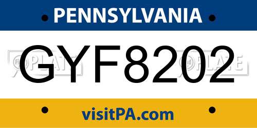 GYF8202 Pennsylvania License Plate