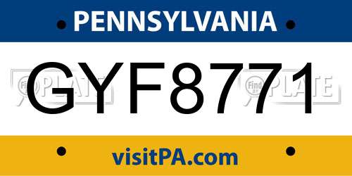 GYF8771 Pennsylvania License Plate