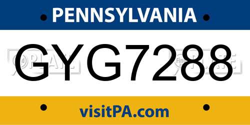 GYG7288 Pennsylvania License Plate