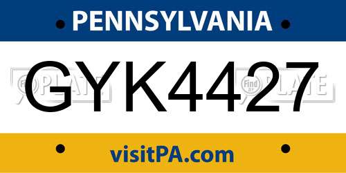 GYK4427 Pennsylvania License Plate