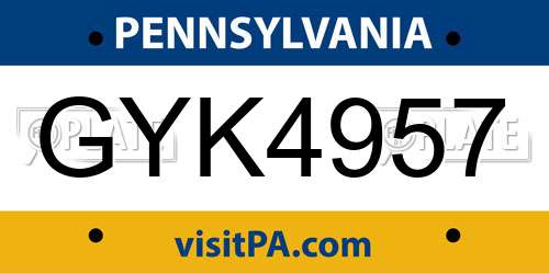 GYK4957 Pennsylvania License Plate