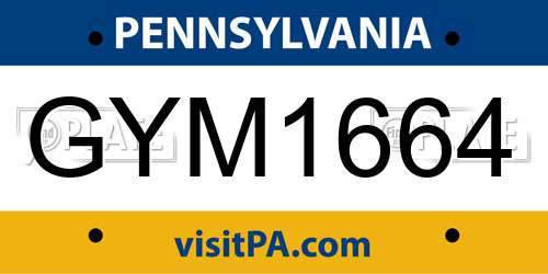 GYM1664 Pennsylvania License Plate