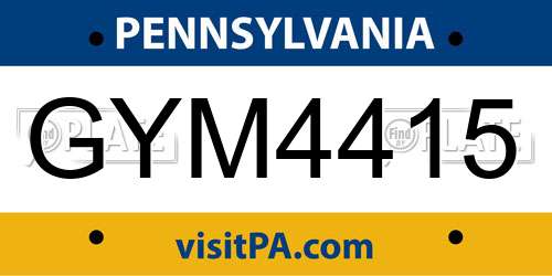 GYM4415 Pennsylvania License Plate
