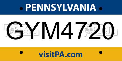 GYM4720 Pennsylvania License Plate