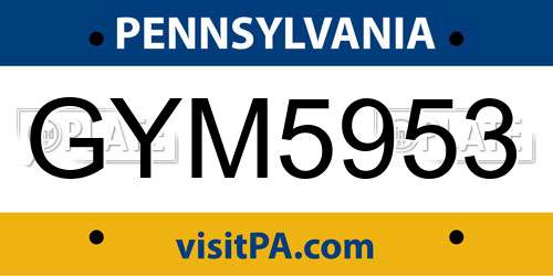 GYM5953 Pennsylvania License Plate