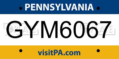 GYM6067 Pennsylvania License Plate