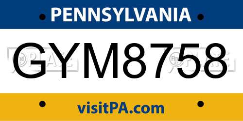 GYM8758 Pennsylvania License Plate