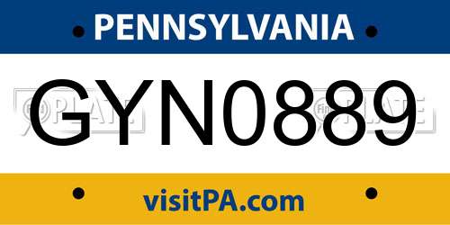 GYN0889 Pennsylvania License Plate