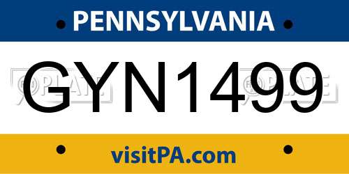 GYN1499 Pennsylvania License Plate