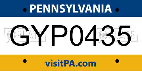 GYP0435 Pennsylvania License Plate