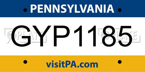 GYP1185 Pennsylvania License Plate