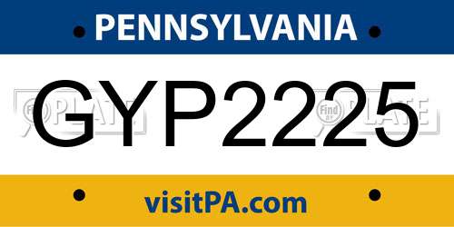 GYP2225 Pennsylvania License Plate