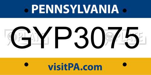 GYP3075 Pennsylvania License Plate