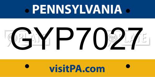 GYP7027 Pennsylvania License Plate