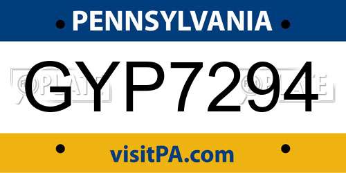 GYP7294 Pennsylvania License Plate