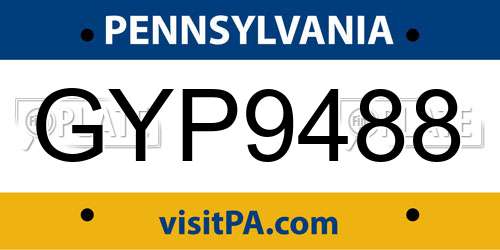 GYP9488 Pennsylvania License Plate