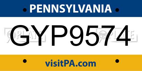 GYP9574 Pennsylvania License Plate