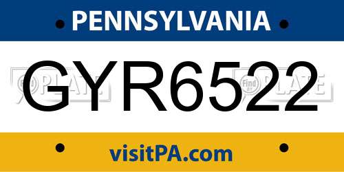 GYR6522 Pennsylvania License Plate
