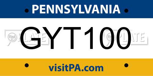 GYT100 Pennsylvania License Plate