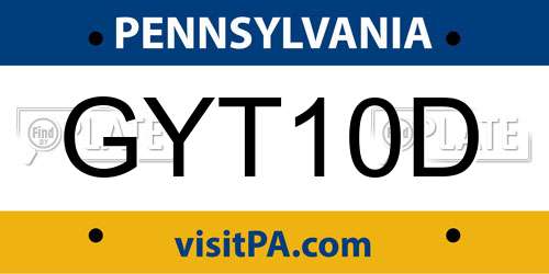 GYT10D Pennsylvania License Plate