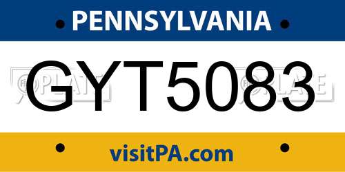 GYT5083 Pennsylvania License Plate