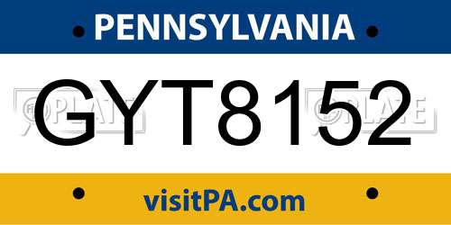 GYT8152 Pennsylvania License Plate
