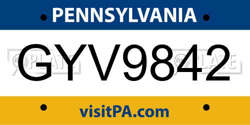 GYV9842 Pennsylvania License Plate
