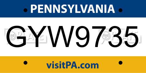 GYW9735 Pennsylvania License Plate