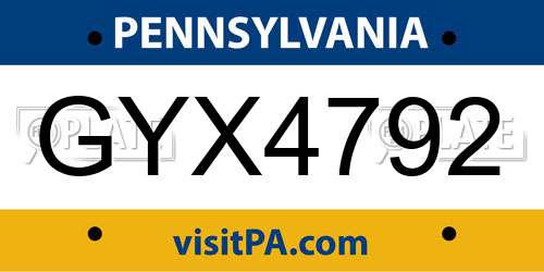 GYX4792 Pennsylvania License Plate