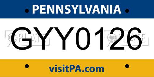 GYY0126 Pennsylvania License Plate