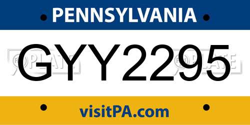 GYY2295 Pennsylvania License Plate